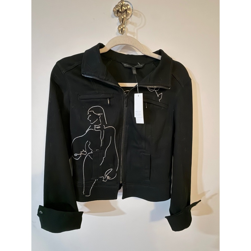 White House Black Market 35th Anniversary Embroidered Jacket Black Size 4